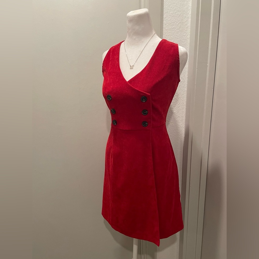 VTG 90s Sadie & Sage Red Sleeveless V-Neck Wrap Mini Dress - S